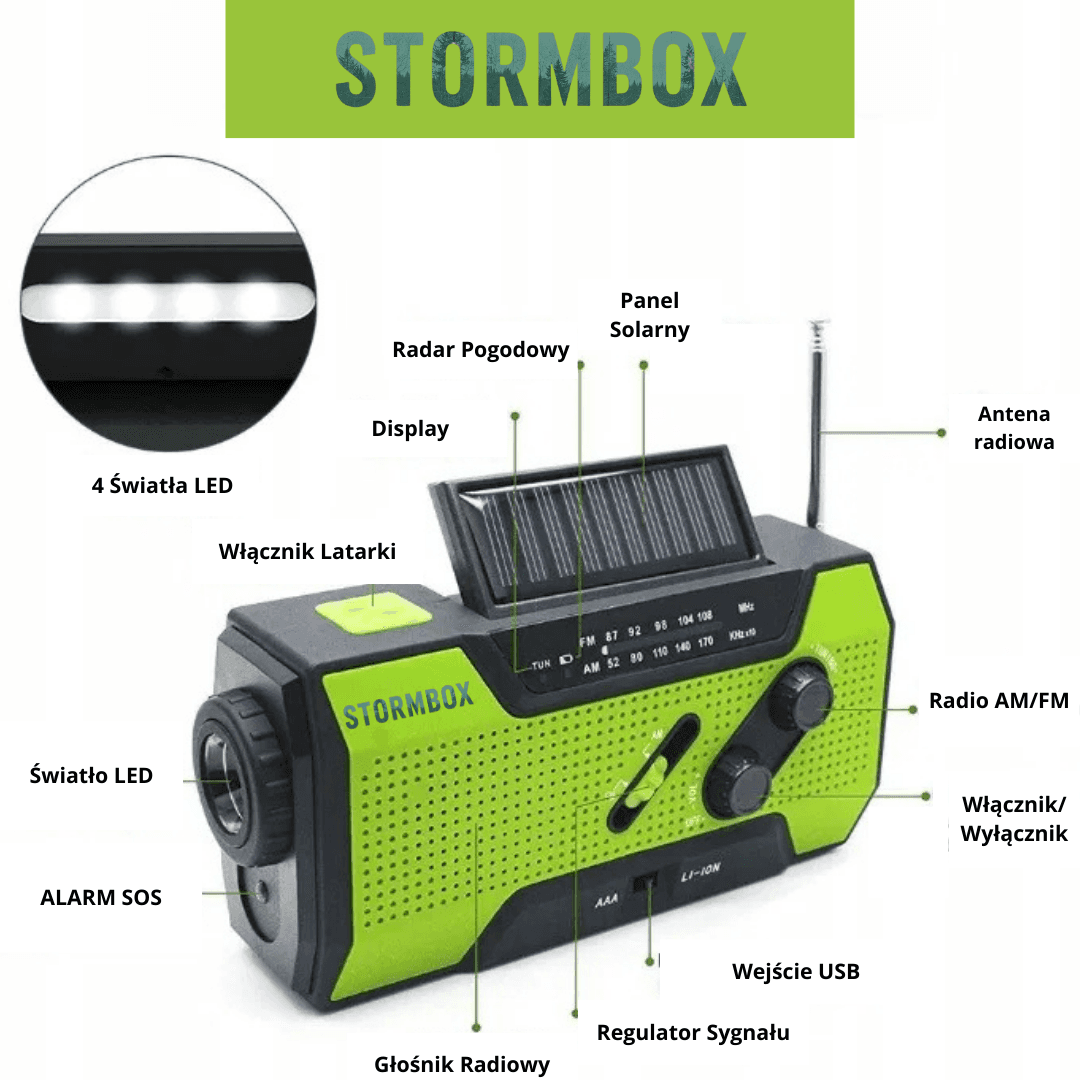 StormBox - Wielofunkcyjne Radio Surwiwalowe
7w1