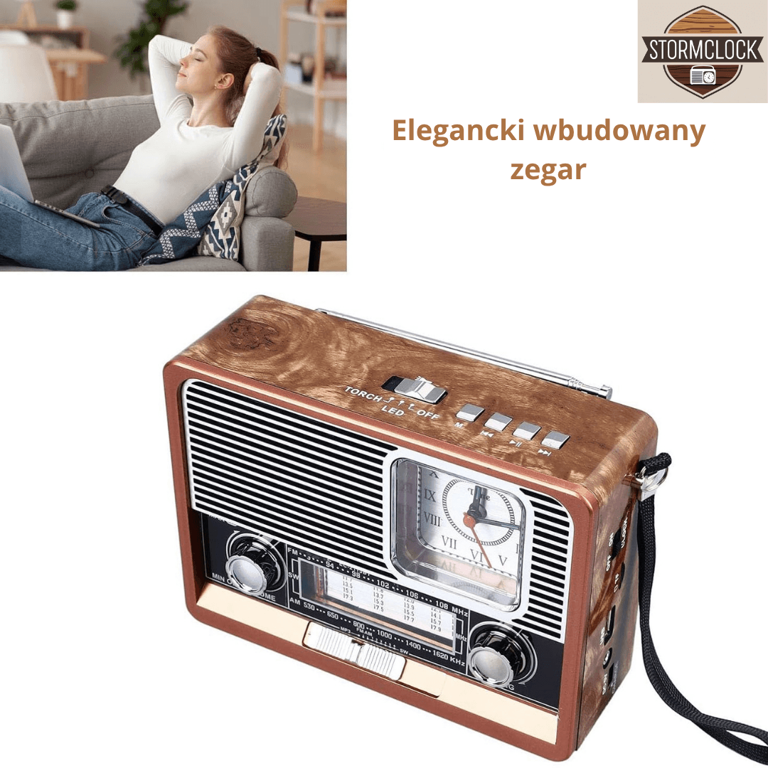 StormClock - Solarne Stylowe Radio z Zegarem