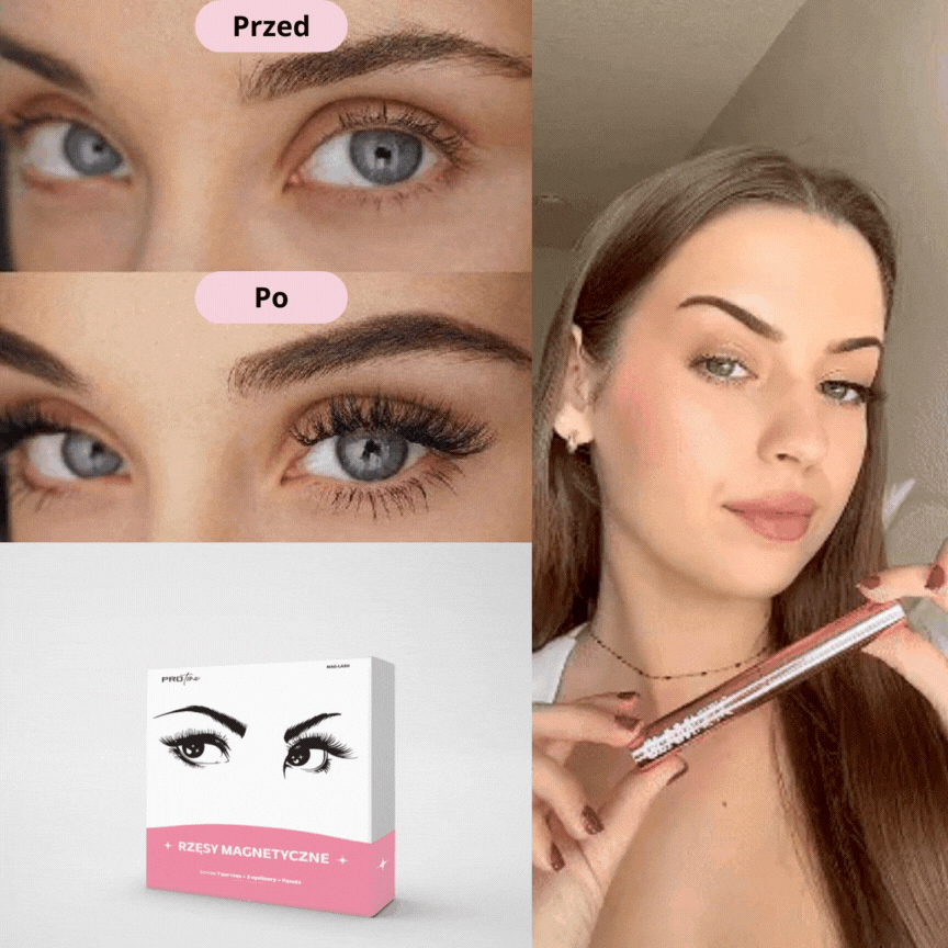 MagnetLashes - Magnetyczne rzęsy + Pęseta + Eyeliner